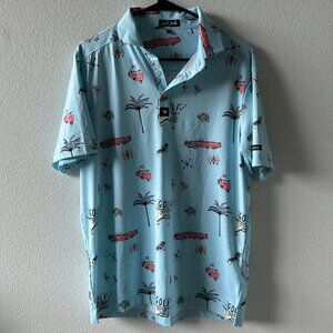 Bad Birdie Golf Polo Retro Print Size Medium